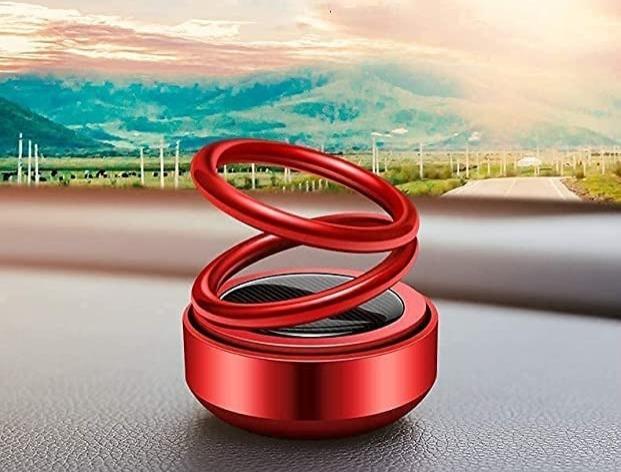 Solar Car Fragrance Double Ring BANKE BIHARI TRADERSRotating Car Aromatherapy Home Office AirFresher Decoration Perfume Diffuser (Multicolor)