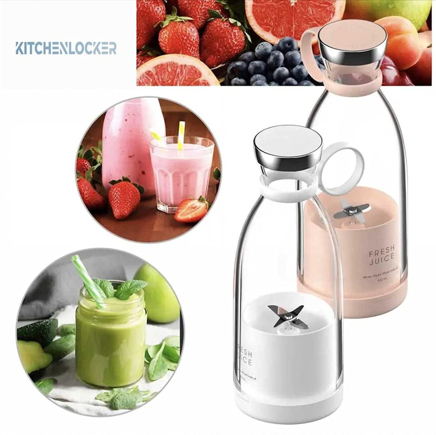 Portable USB Juicer Blender | Rechargeable Mini Juicer | USB Electric Fruit Blender | Wireless Smoothie Maker